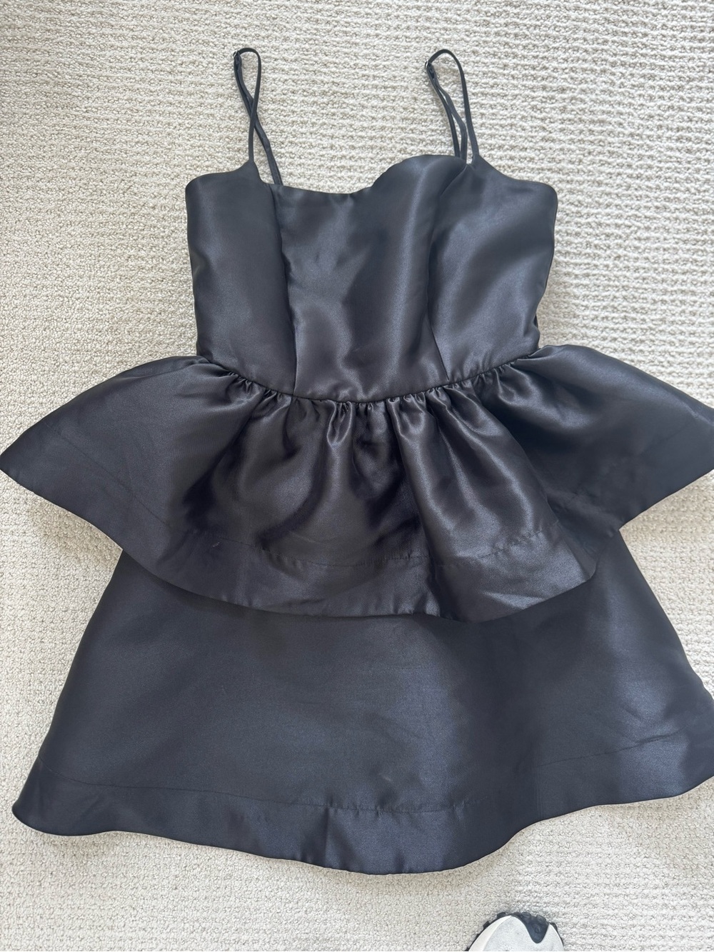 Satin Black Peplum Mini Dress